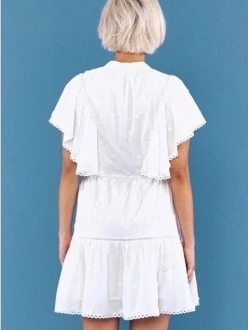 Farm Rio 3D Flower A-Line Cotton Mini Dress white Size S NWT - Picture 2 of 10